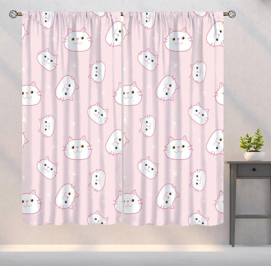 YSWOW Cat Pink Curtains for Girls Bedroom Decor Cartoon Cute Animals Art Printed Blackout Window Drapes for Living Room Decor Fabric Set 2 Panel 42x45 Inch 20% Shading Rate