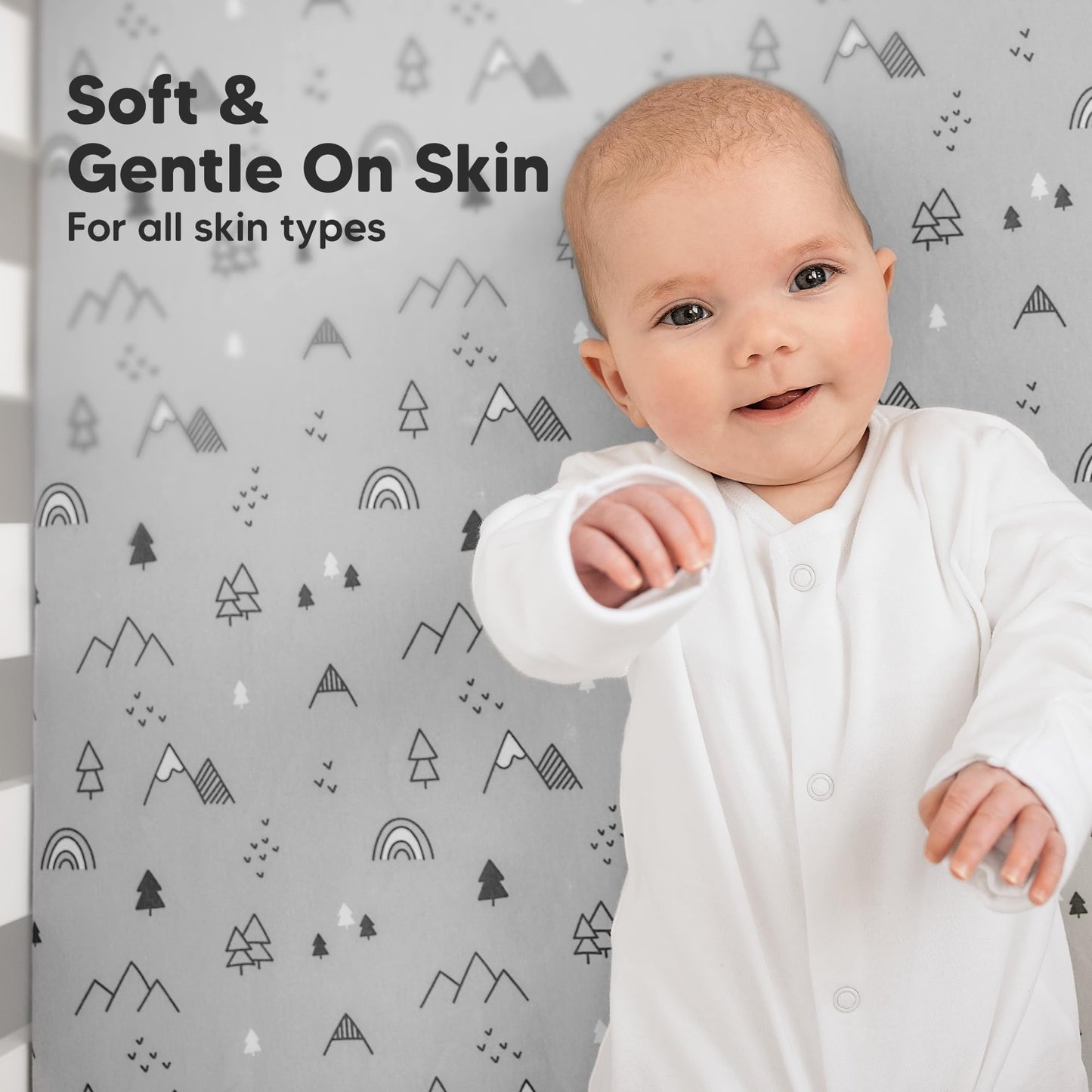 KeaBabies 2-Pack Organic Cotton Crib Sheets for Boys, Girls - 52x28 Fitted Crib Mattress Sheet Neutral, Breathable Cover for Baby Bed Set, Toddler Mattress, Soft & Cute Prints (Woodland)