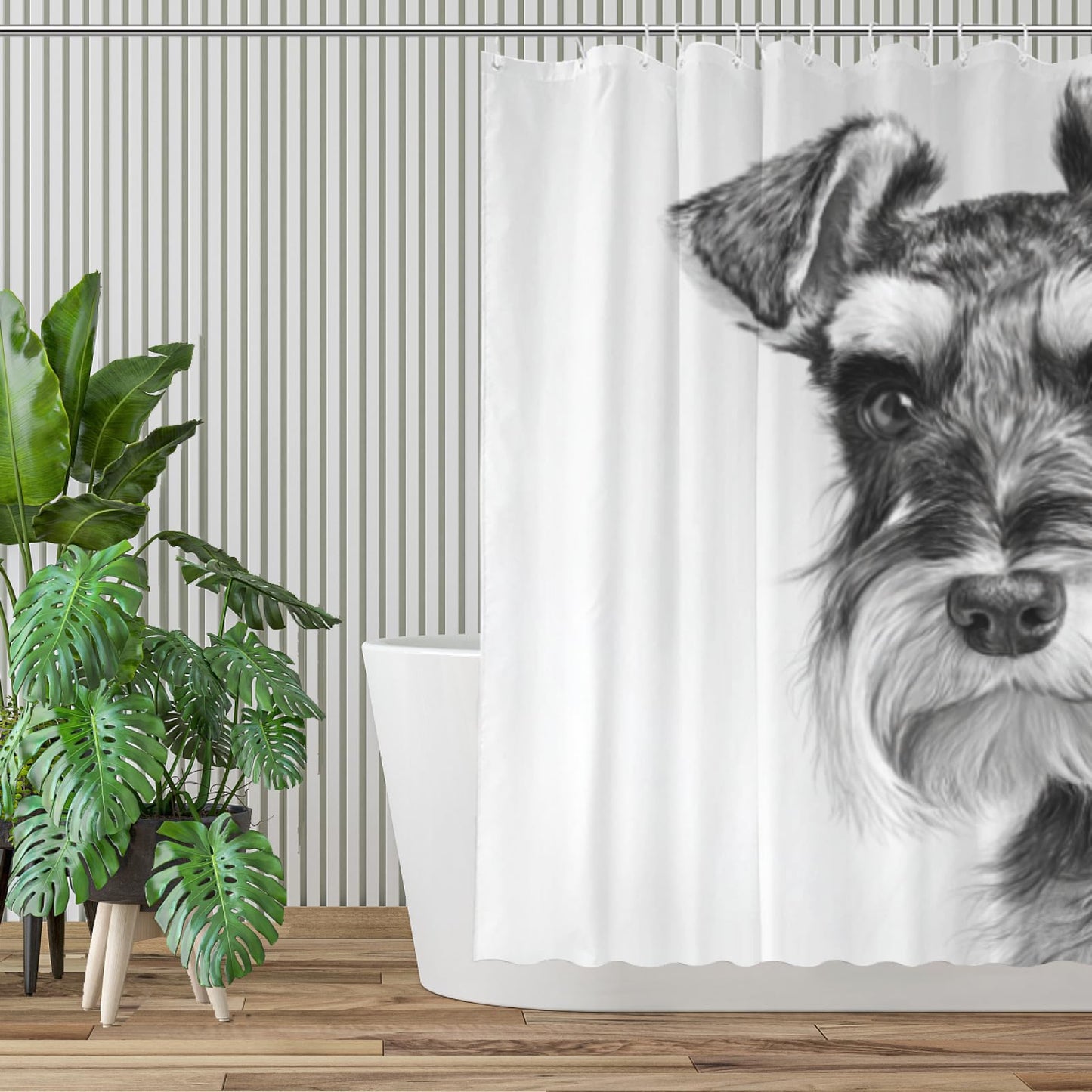 Wordatu Schnauzer Shower Curtain Bathroom Set 72x72 Inches are You Pooping Bath Animal Bath Animal Pet Dog Art Home Decor 12 Hooks