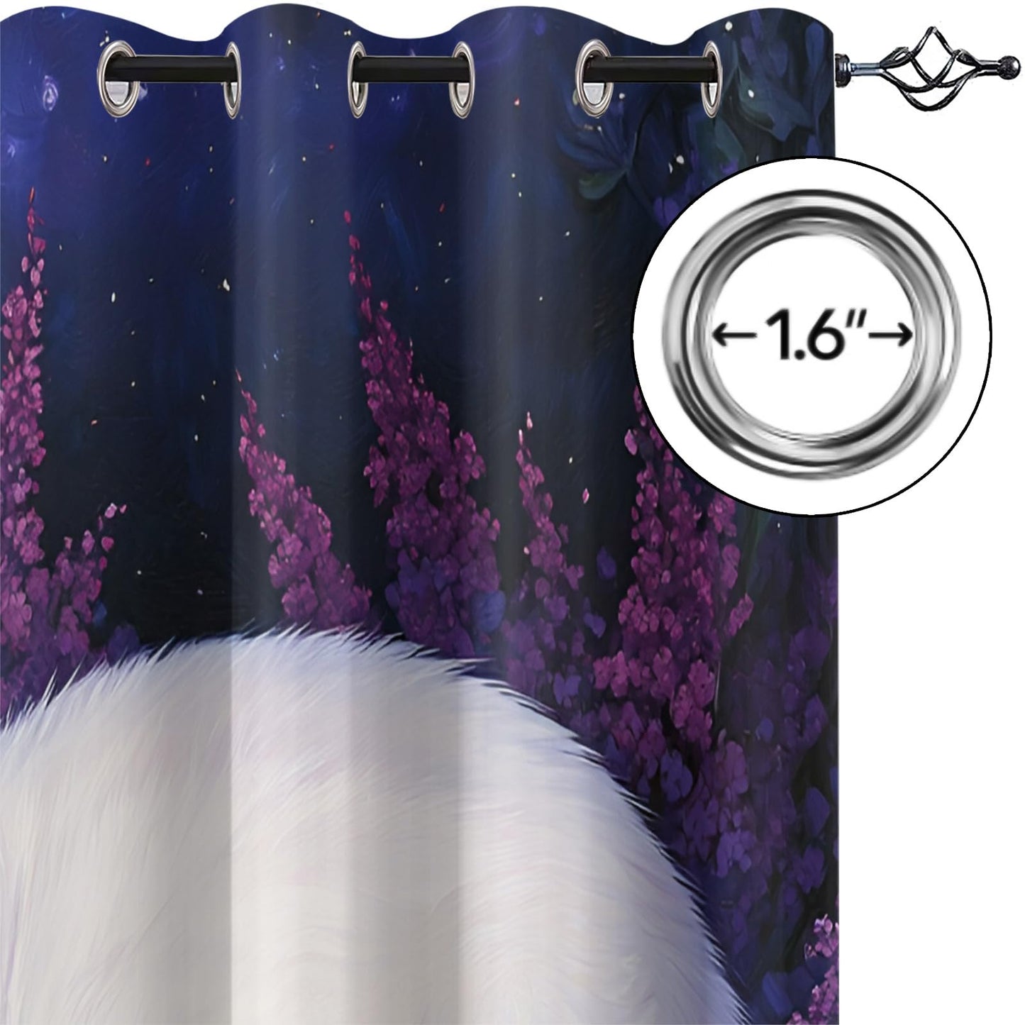 MPUTIE Cat Blackout Curtains 63 inch Length, Floral Cat Window Treatments for Bedroom, Grommet Curtains for Kitchen, Hydrangea Window Drapes, Animal Room Decor, 2 Panels