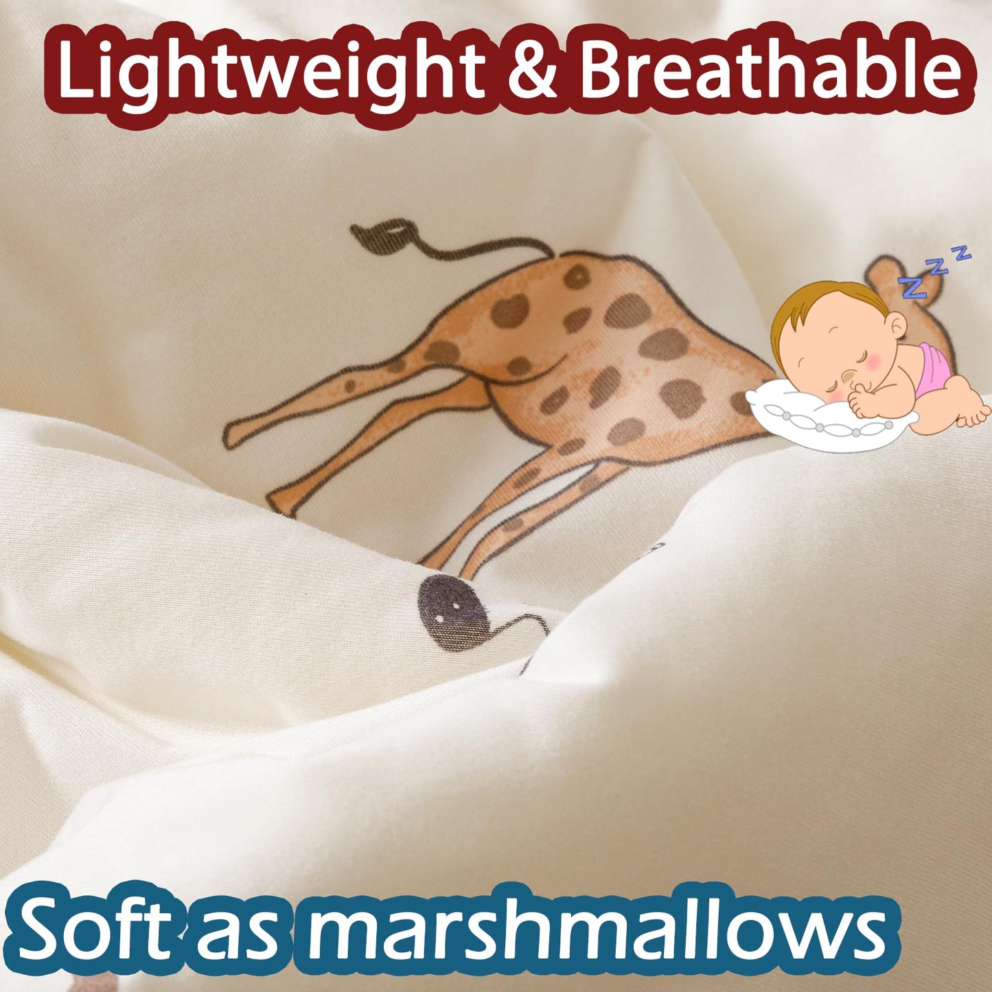 MorroMorn Toddler Bedding Set, Super Soft Baby Blanket Neutral Toddler Comforter Sets - 2 PCS Bed Set with Pillowcase Lightweight Breathable for Girls Boys Kids Infant Summer Spring Fall (Animals)