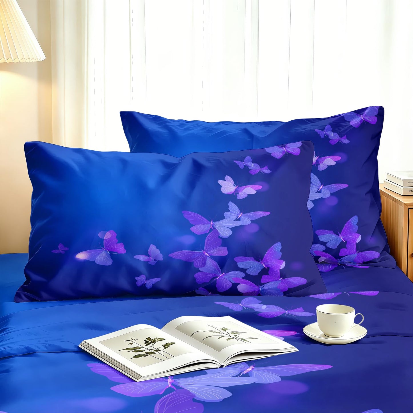 Purple Butterfly Full Sheet Set 4 Pcs Grils Butterflies Bed Sheets