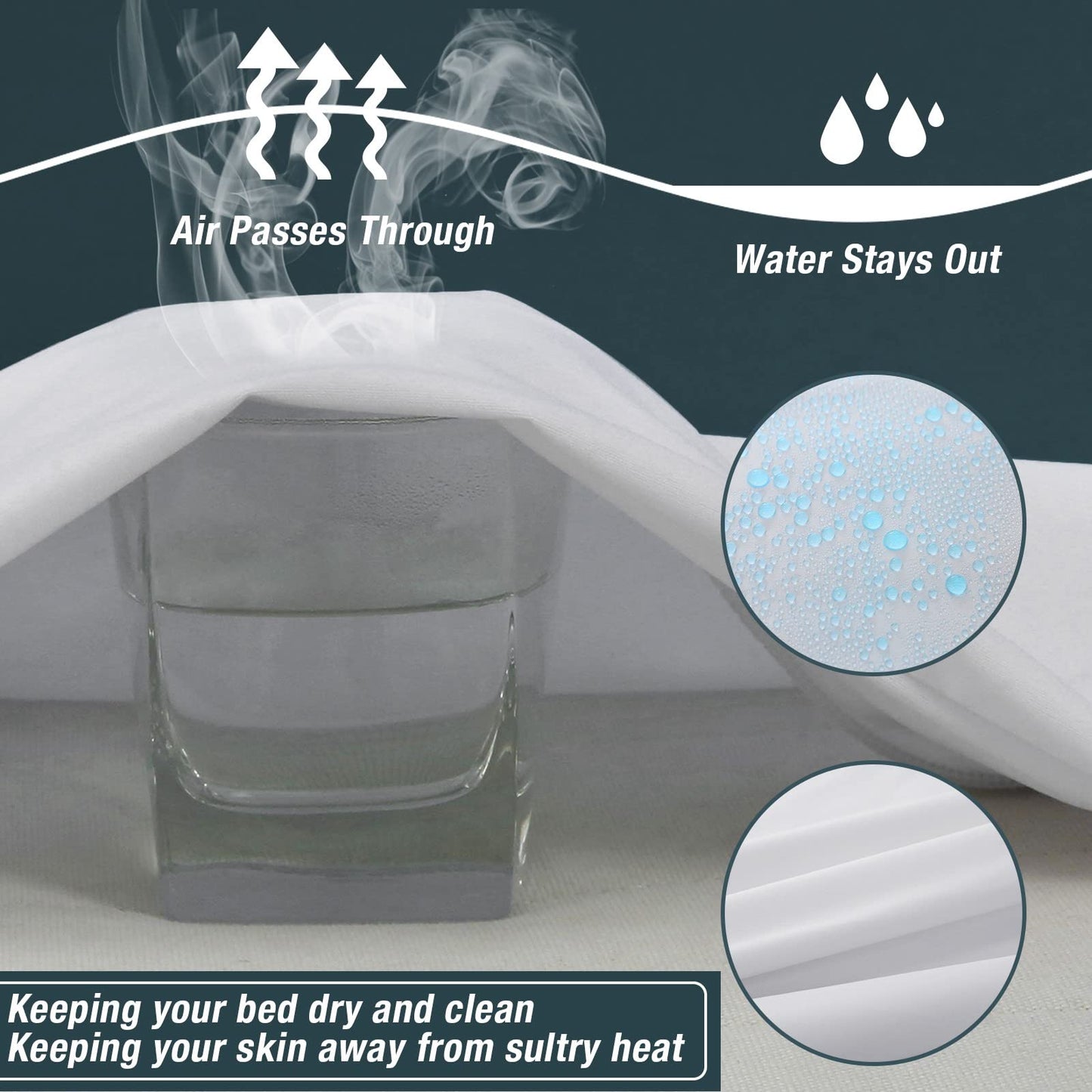 Zippered Mattress Protector Waterproof Queen,Mattress Cover Encasement,13" inch Depth,for Toddlers Pets Potty Training Bedridden Nursing Home Hotel White