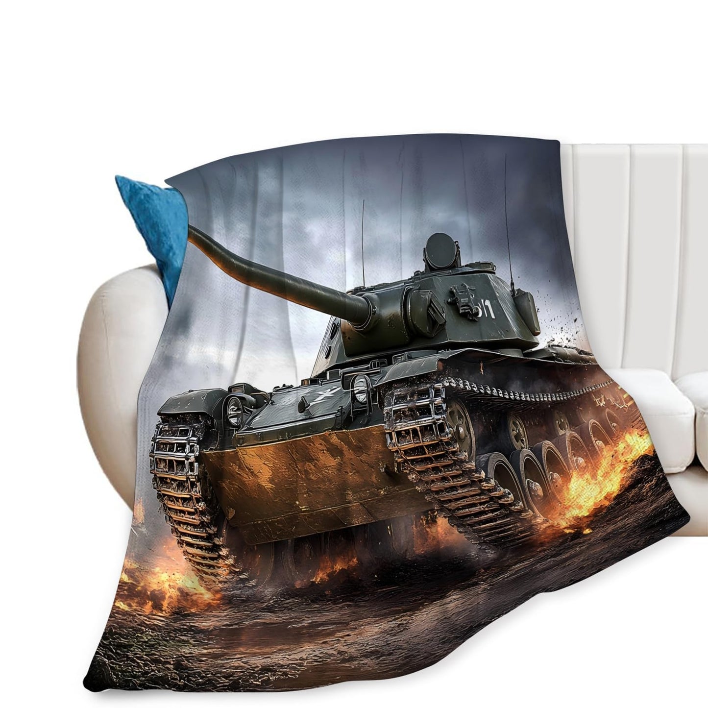 Tijuboni Military Tank Throw Blanket Army Gifts for Boys Men Girls Women Kids Adults Soft Flannel Fleece Blanket for Couch Sofa Bed Home Decor 40"x50"