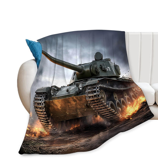 Tijuboni Military Tank Throw Blanket Army Gifts for Boys Men Girls Women Kids Adults Soft Flannel Fleece Blanket for Couch Sofa Bed Home Decor 40"x50"