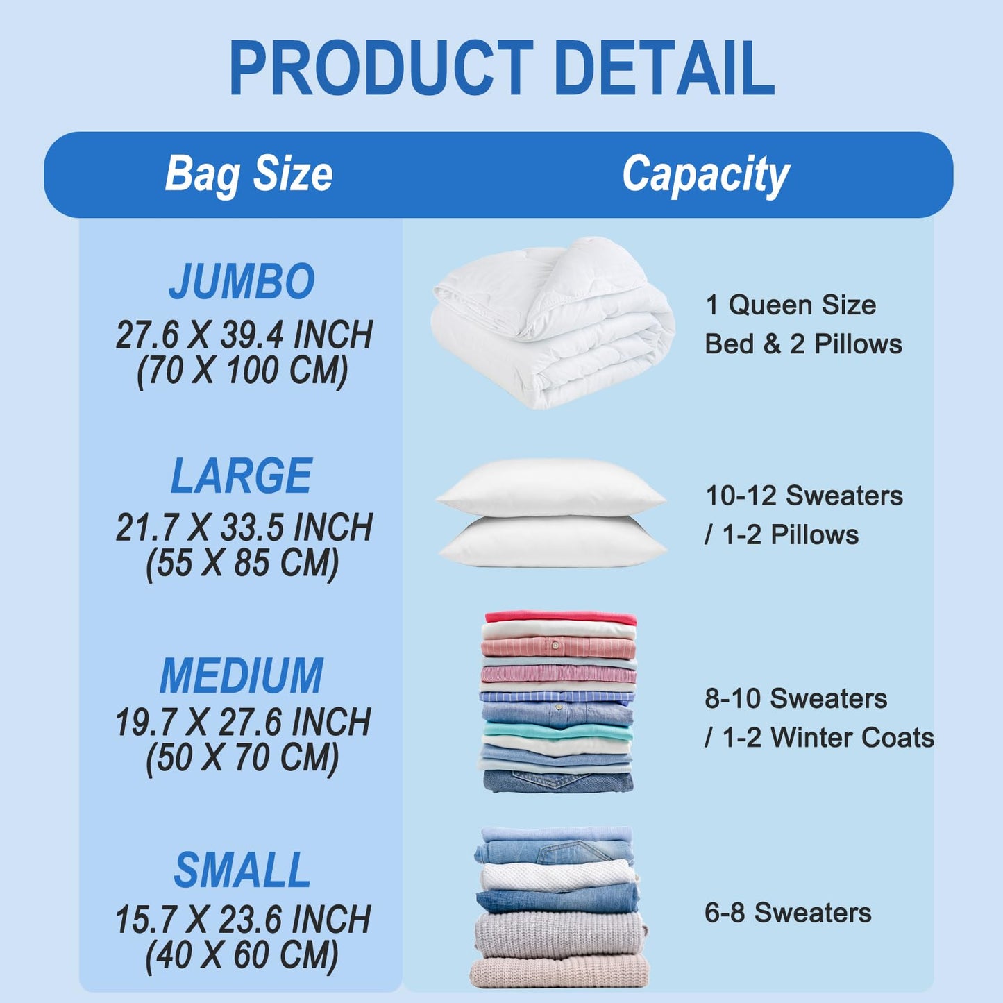 Fygrip Vacuum Storage Bags with Hand Pump, Plastic Packaging Bags, 80% Space Saver Vacuum Seal Bags for Clothing, Travel Lugggage, Blankets, Comforters, 10 Medium