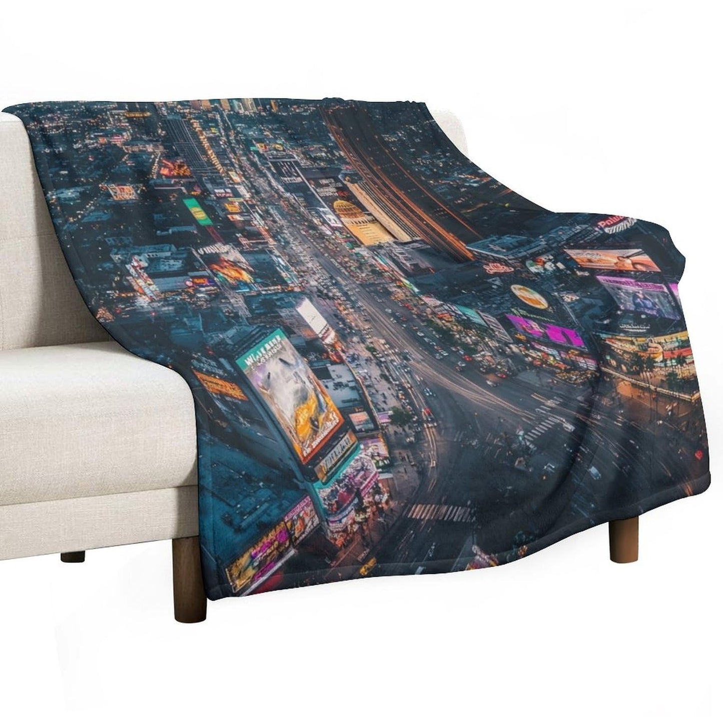 HDESDIS City Skyline Sunset Flannel Throw Blanket, Soft Cozy Warm Fleece Urban Scenic Night Landscape Blanket for Couch Sofa Bed, 50x60 Inch