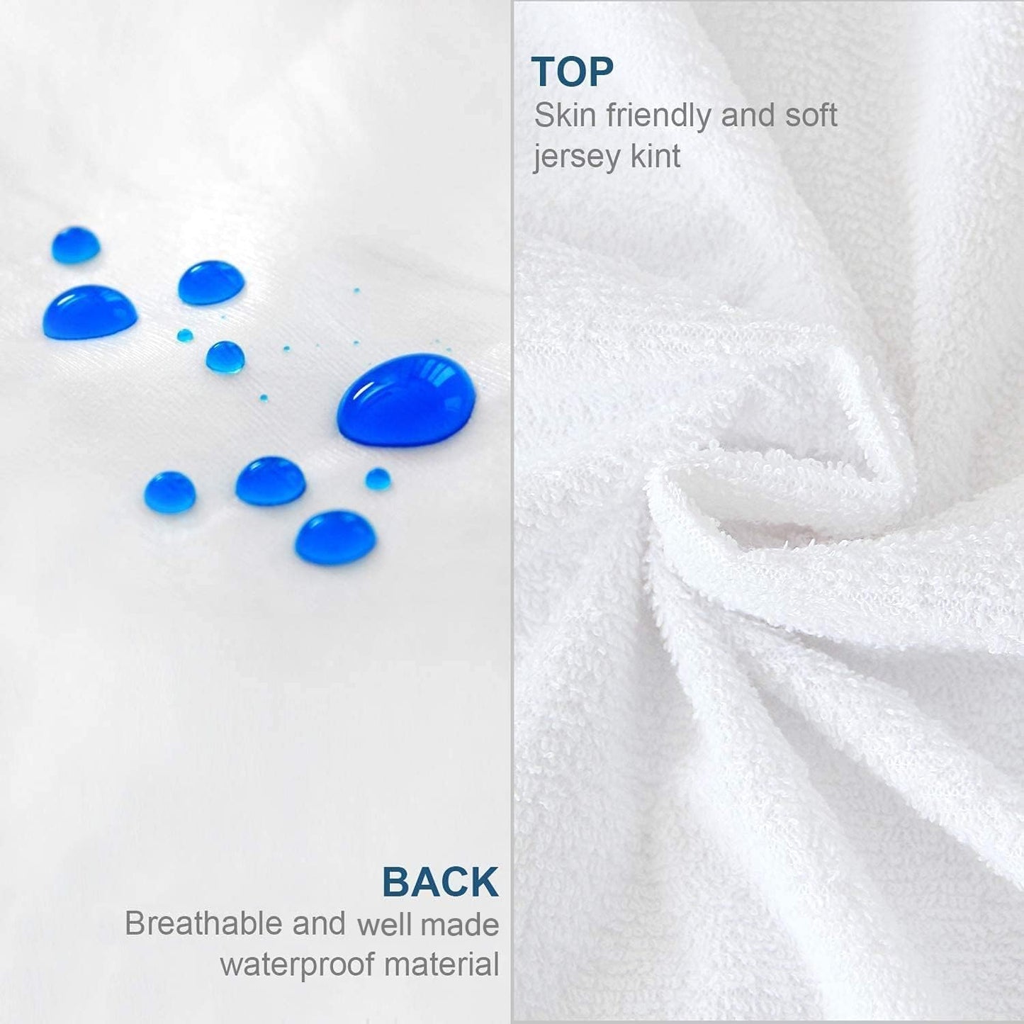 Moonsea Queen Mattress Protector Zippered (10/11/12/13/14 Inchs), Soft Terry Surface Mattress Encasement, 6-Side Waterproof Mattress Cover for Kids, Well Zipper, Noiseless, for Queen Mattress 60 * 80