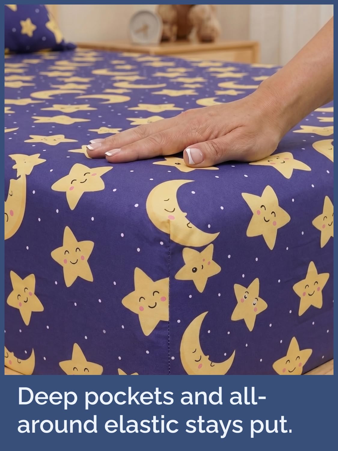 CGK Unlimited Kids Twinkle Stars Queen 4 Piece Sheet Set - Boys, Girls, Teens, Toddler - Easy Fit Deep Pockets - Soft, Cooling & Breathable Sheets - Cute, Cozy, Fade & Wrinkle Free - Machine Washable