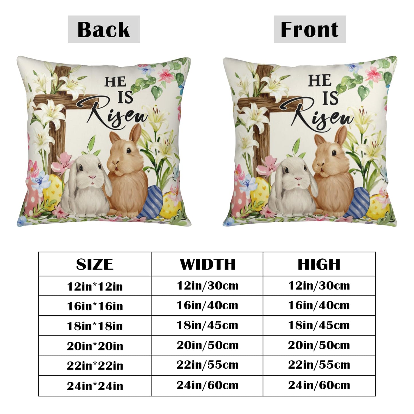 ABSOP Easter Bunny Pillow Covers 18x18 Inch Rabbit Pattern Decorative Throw Pillow Covers Set of 2 Spring Holiday Pillowcases for Couch Bedroom Home Decor