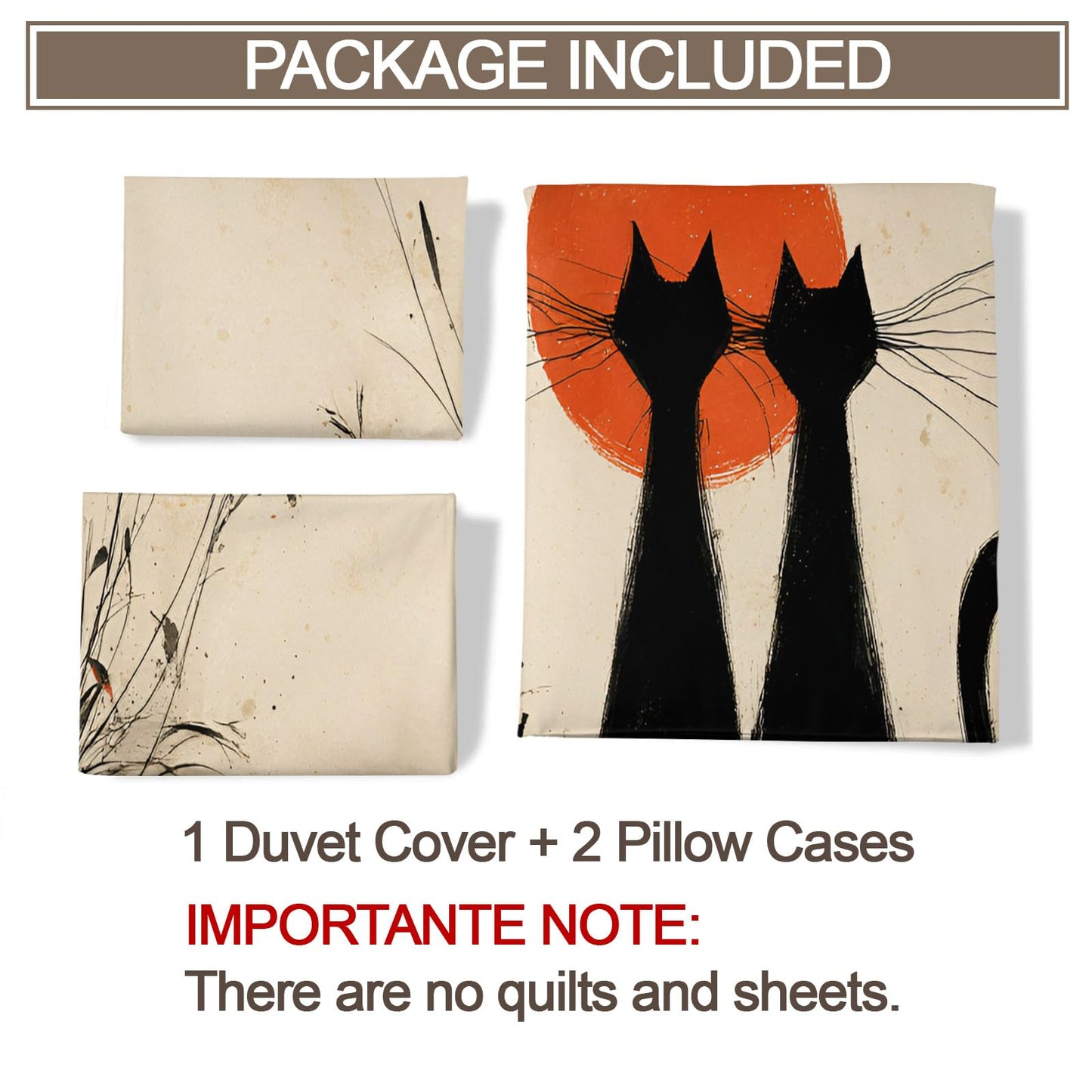 ZAMODE Cat Comforter Cover Queen Size 90" x 90", Retro Black Kitten Duvet Cover, Cat Lovers Bedding Set with 2 Pillowcases