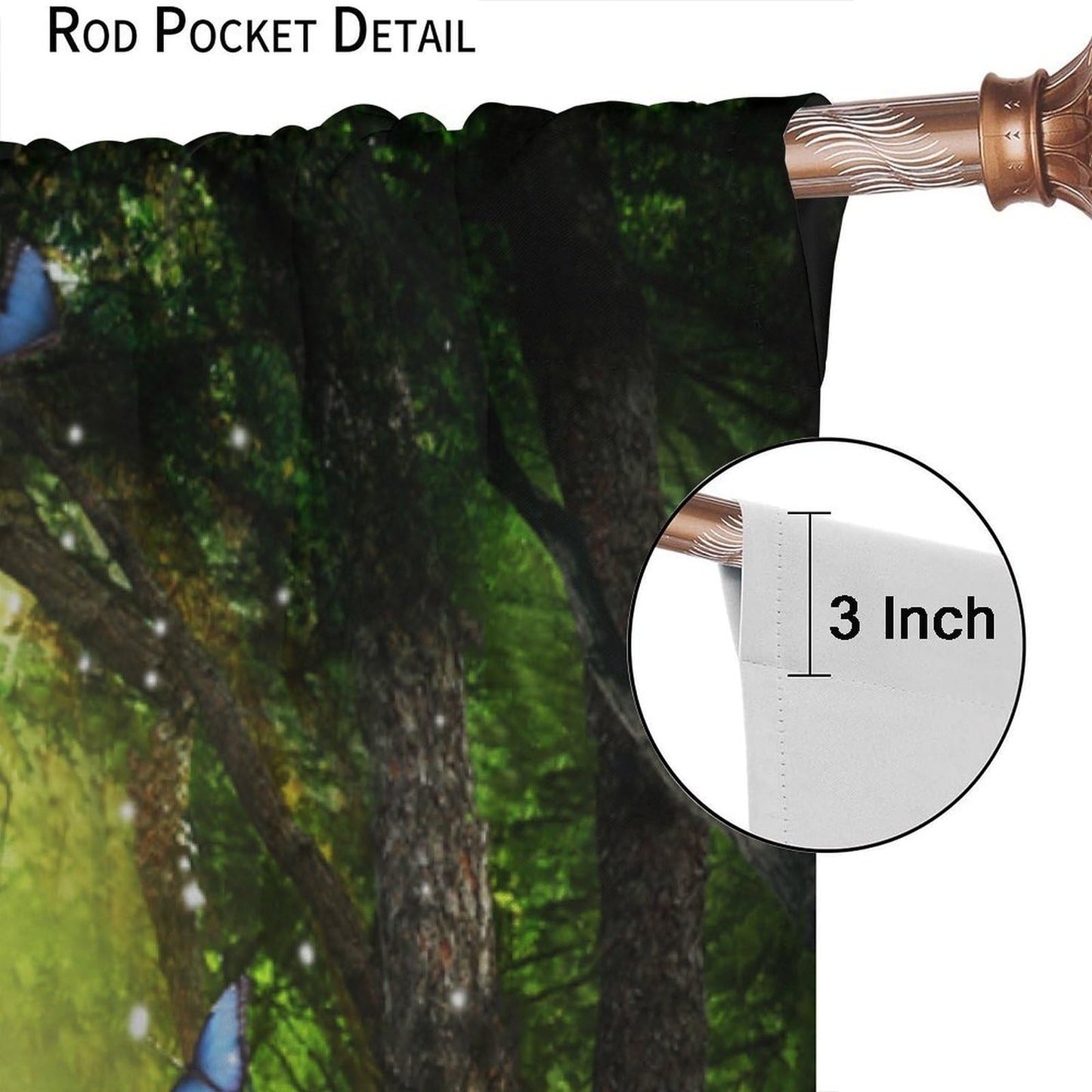 DDCBNS Fantasy Nature Curtains,Fairytale Woodland Magical Forest Décor Curtains for Bedroom Living Room Green Landscape Butterfly Print Drapes 2 Panels Set,Total Size 42 x 45 Inch