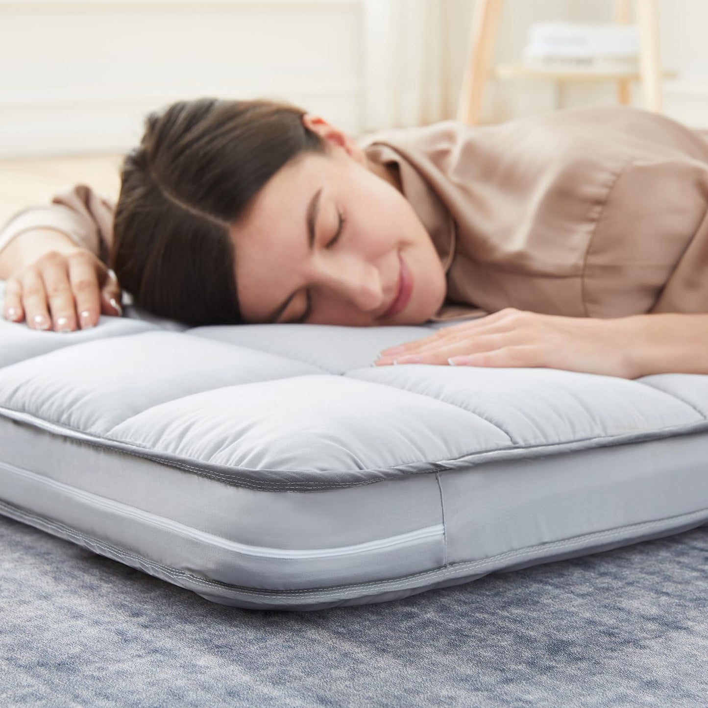 Jamdok 4Inch Cot Mattress Topper,Small Single Gel Infused Memory Foam,Machine Washable Pillow Top Cover,Roll Up Floors Mat,Portable Folding Sleep Pad(72 X 24“)
