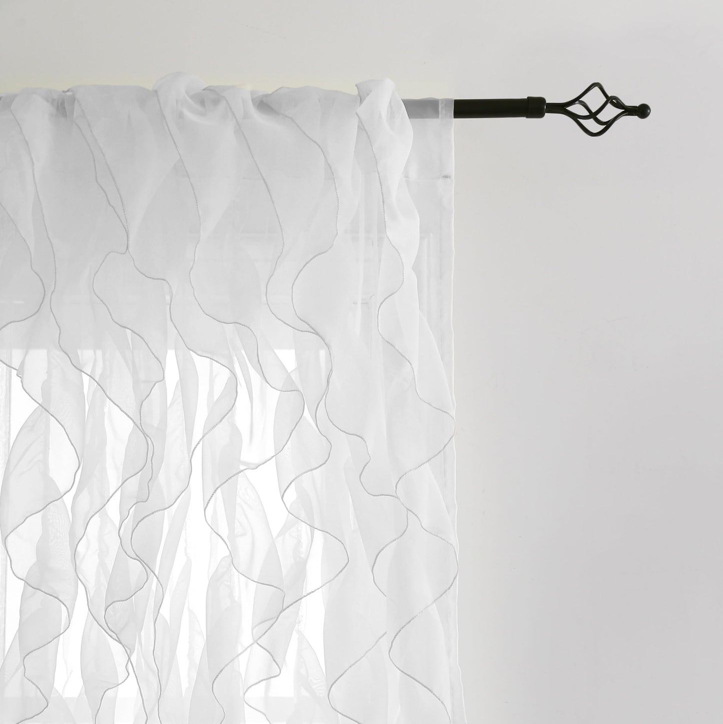ZJMUV TEX Cascade Farmhouse Shabby Chic Sheer Voile Vertical Ruffled Waterfall Window for Bedroom Living Room Curtain Panel 2 Panels (White, 84" L x 50" W)