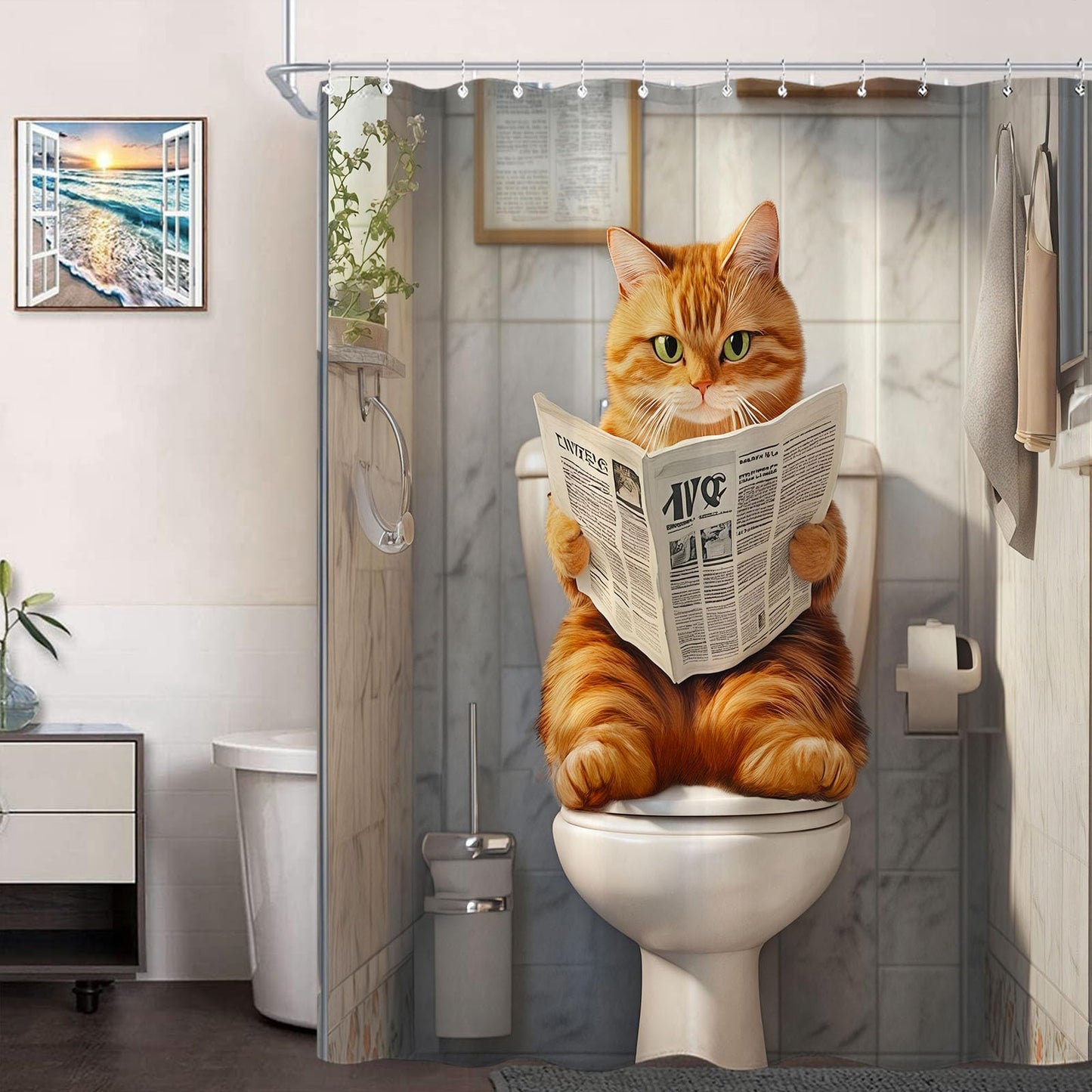Wegklazax Cat Shower Curtain Funny Shower Curtain Fun Shower Curtains for Bathroom Animal Shower Curtain Set with 12 Hooks Funny-06 72×72 Inches