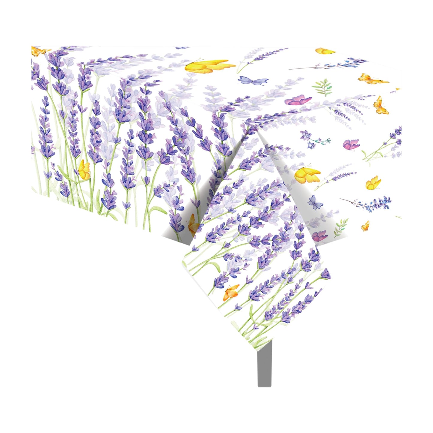 CC HOME 1Pc Purple Lavender Party Plastic Tablecloth 54 x 87 Inch Long Table Cover, Spring Butterfly Party Tablecover for Lavender Flower Kids Baby Shower Birthday Dinner Picnic Kitchen Event