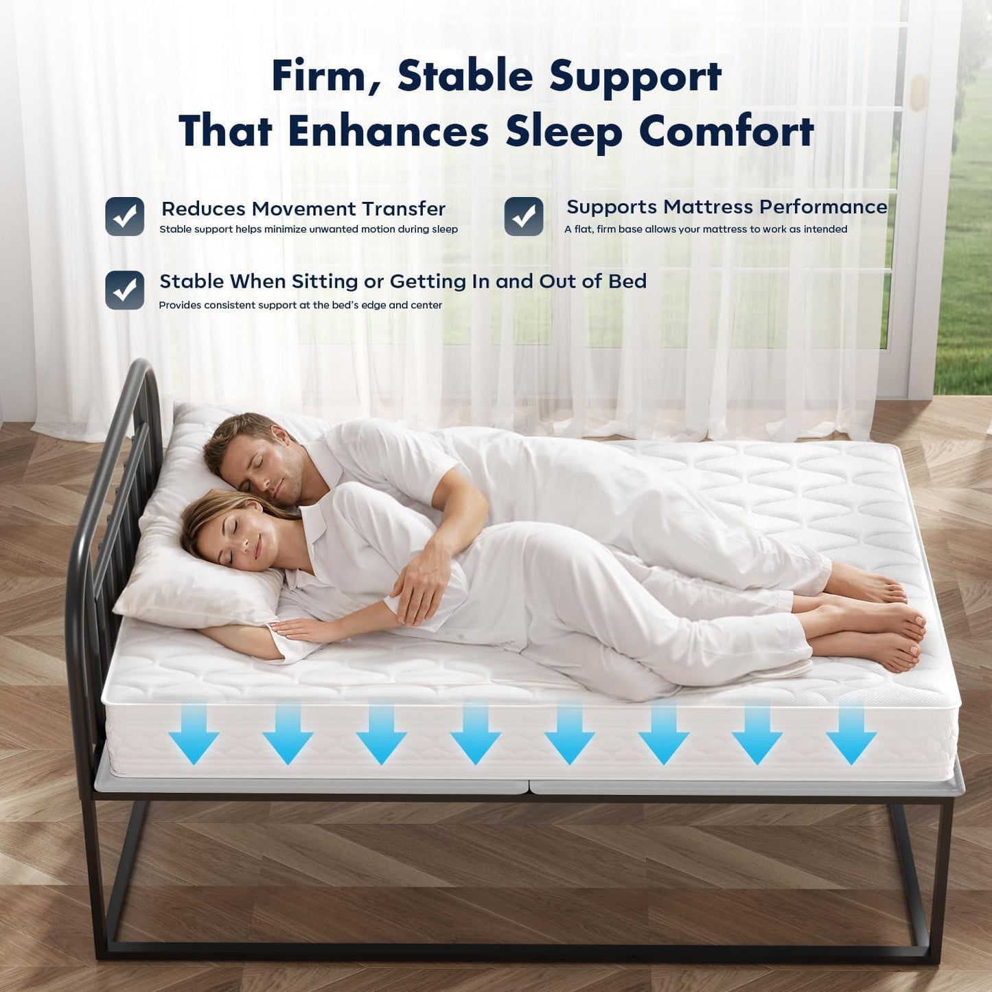 BedBro Bunkie Board King 10mm (76" x 80") – Grey Under Mattress Support, Anti-Sag & Noise-Free, Breathable Low Profile Bed Board for Metal Frame