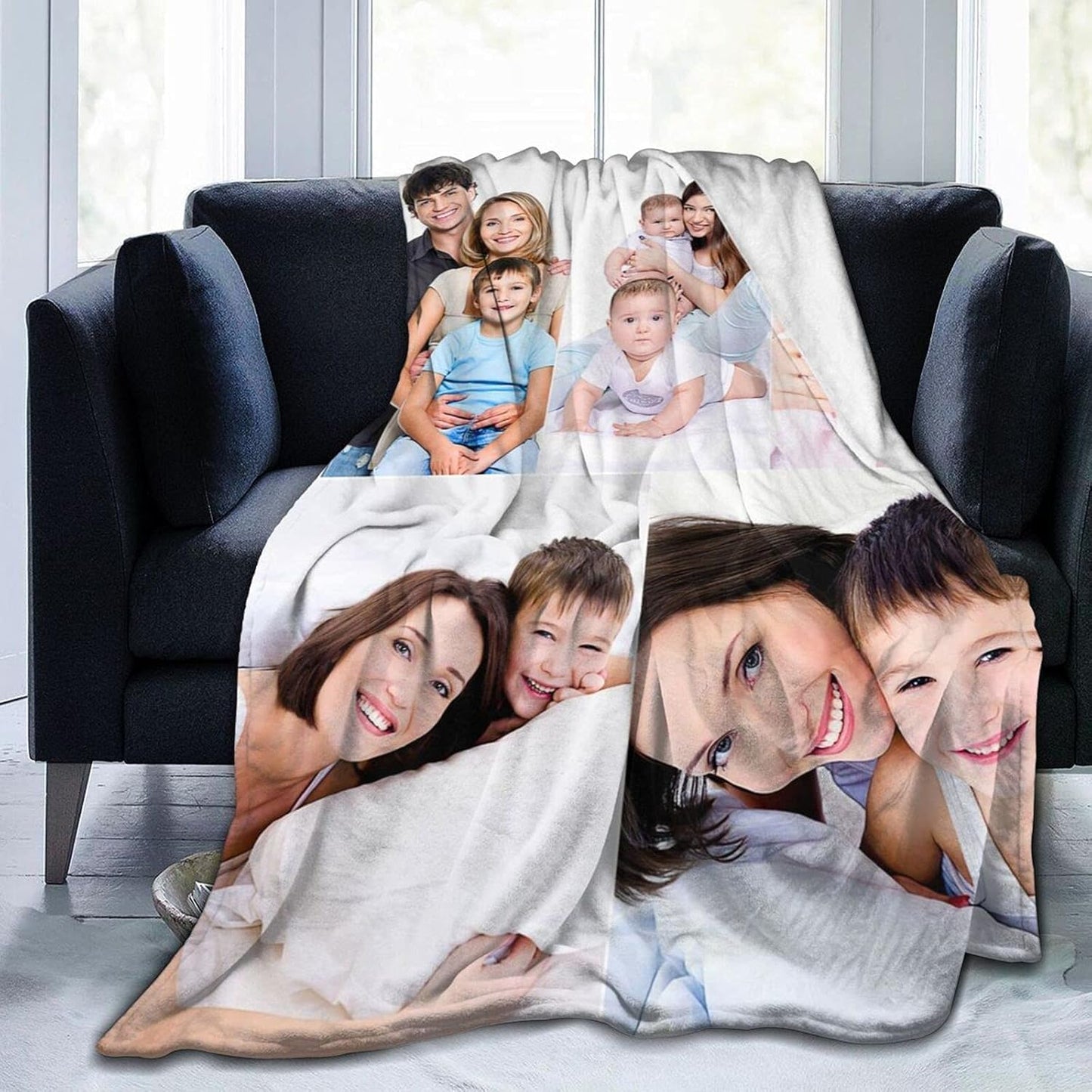 Ships Next Day . Custom Blanket with Photos Text Customized Blanket Personalized Flannel/Sherpa Throw Blankets for Adult Kid Birthday Christmas Halloween Fathers Mothers Valentines Gift - 50"x 60"