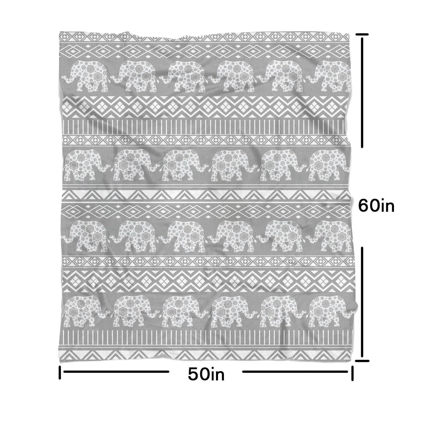 Elephant Blanket Soft Cozy Lightweight Gray Elephant Gifts for Women Adults, Animal Boho Throw Blanket for Couch Sofa Bed Living Room Home Decor 50x60 inch