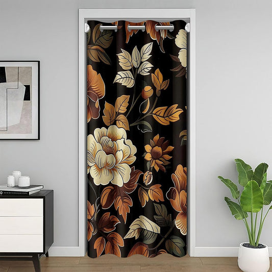 Feelyou Flower Door Curtain for Doorway Window 42" x 84" Retro Hippie Flower Thermal Insulated Temporary Room Dividers 60S 70S Groovy Closet Cover Bedroom Living Room Microfiber
