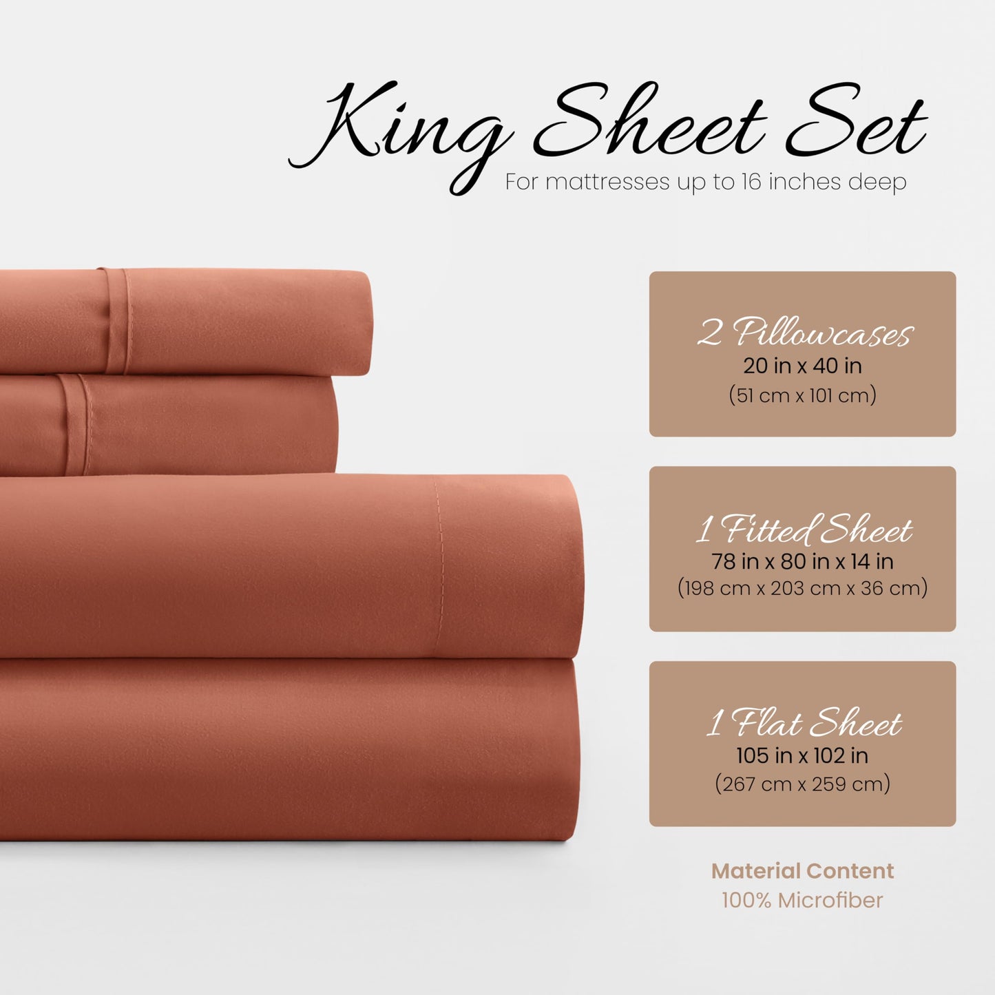 Linen Market Bed Sheets for King Size Bed (Clay) - Sleep Better Than Ever with These Soft and Cooling King Sheets - Deep Pocket Fits 16" Thick Beds - 4 Piece King Sheet Set