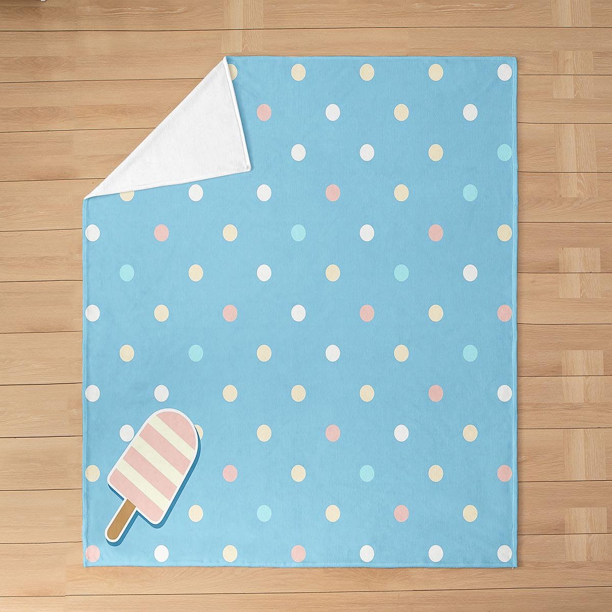 jejeloiu Ice Cream Flannel Fleece Throw Blanket Cute Baby 30"x40" Sweet Candy Fleece Throw Blanket for Kids Women Men Gifts for Ice Cream Lovers for Bed Couch Chair Living Room Blue Bedroom Decor