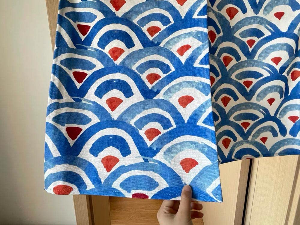 Ofat Home Design Japanese Doorway Curtain Blue Scale Traditional Painting Red-Crowned Cranes Noren Curtain 33.5"x 59" Door Curtain for Kitchen Bistro Partition