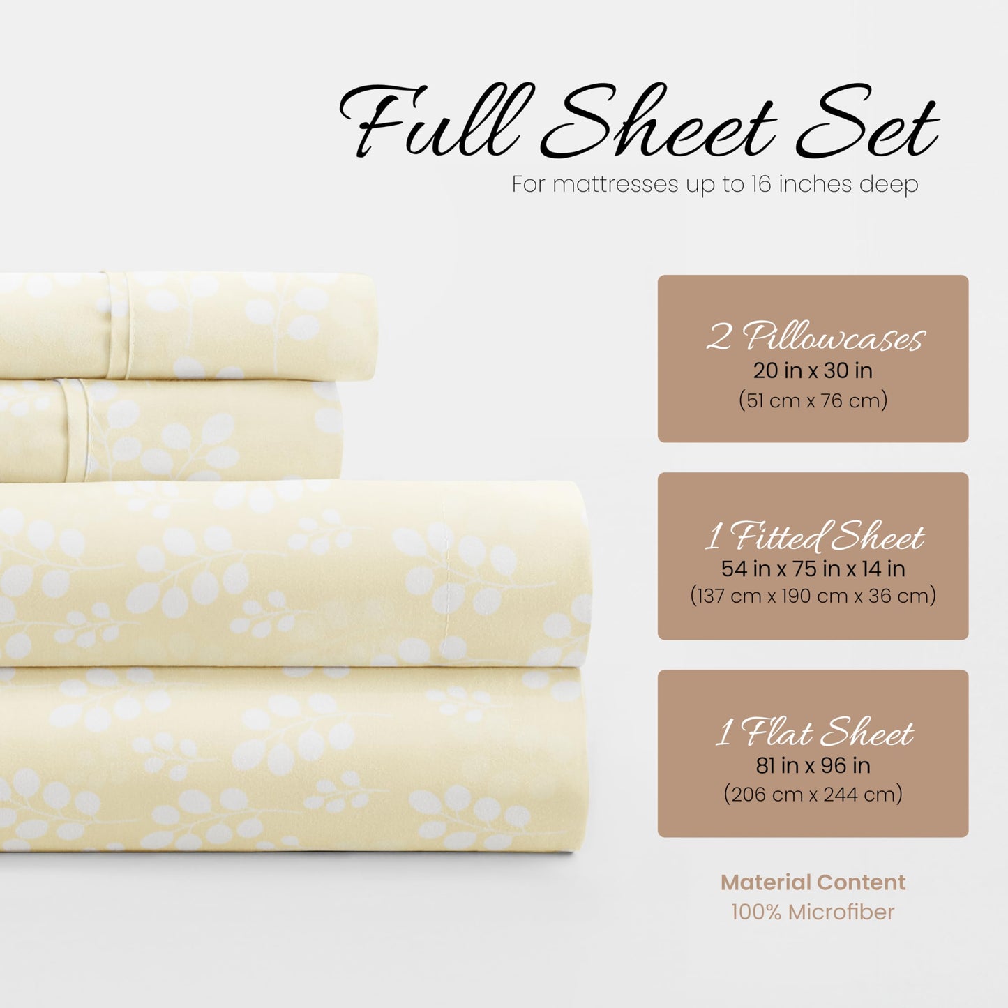 Linen Market 4 Piece Full Bedding Sheet Set (Ivory Wheatfield) - Sleep Better Than Ever with These Ultra-Soft & Cooling Bed Sheets for Your Full Size Bed - Deep Pocket Fits 16" Mattress