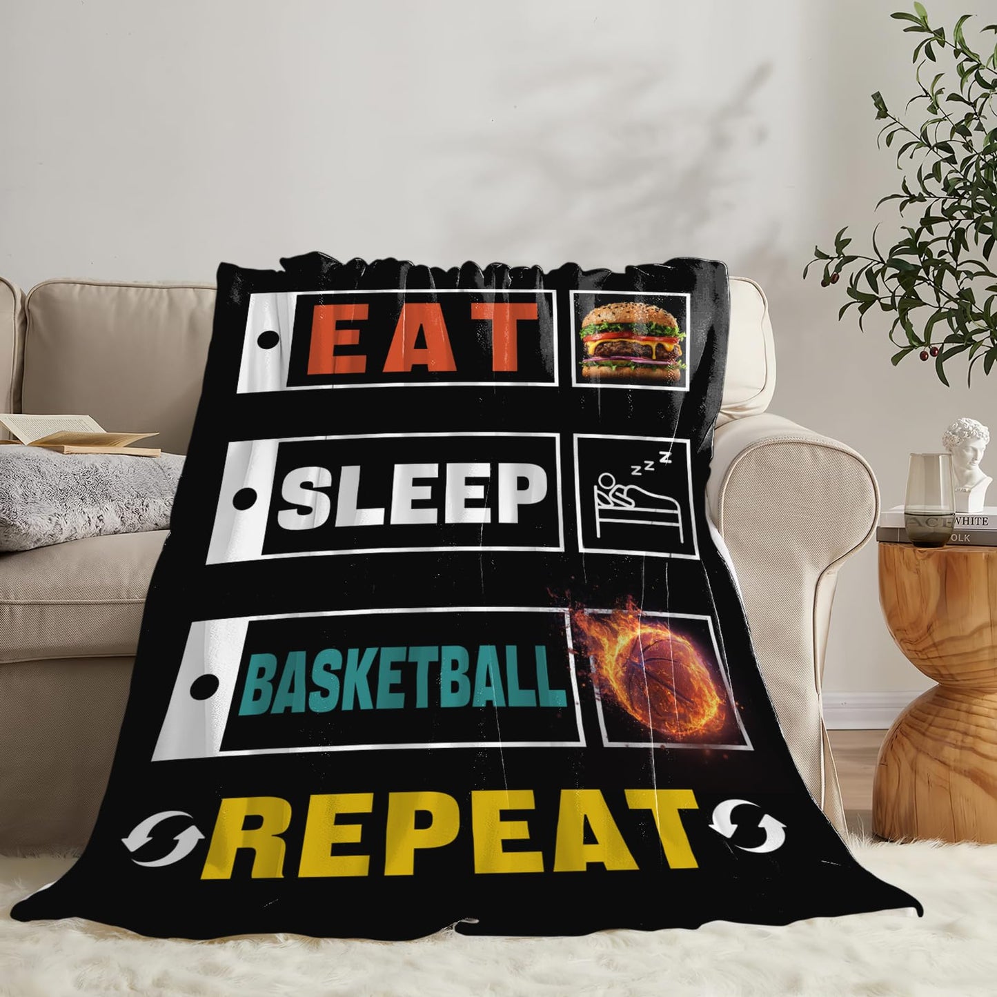 Basketball Blanket for Teen Boys Room Decor, Soft Flannel Sports Throw Blanket for Couch Bed, Cozy Lightweight Basketball Gifts for Boys Kids Teens Dorm Bedroom 50"X40"