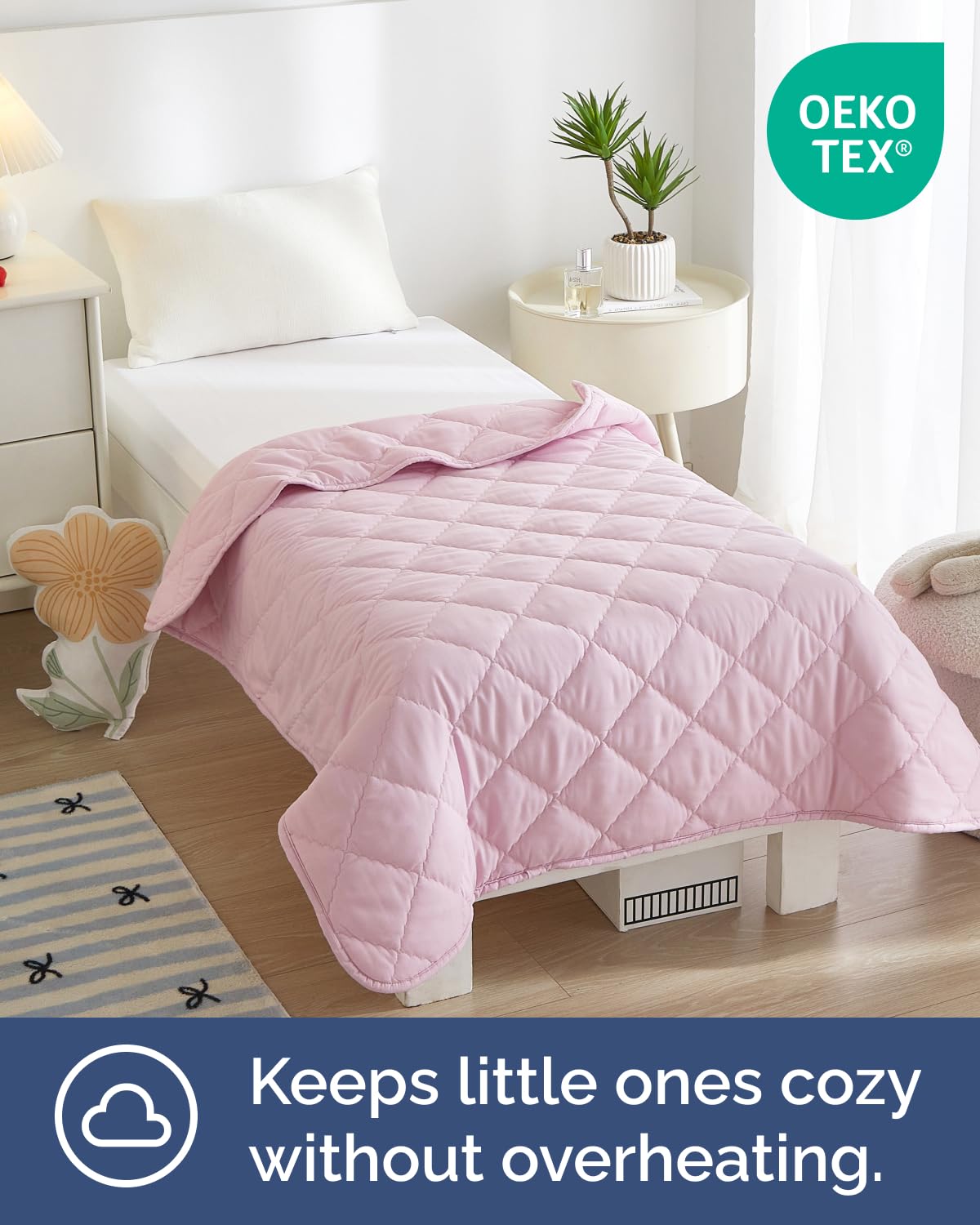 Toddler Comforter - Down Alternative Toddler Microfiber Comforter - Lightweight, Warm & Breathable Baby Quilt Blanket - Soft and Breathable - Kids Duvet Insert for Crib, Stroller - 39x47 (Light Pink)