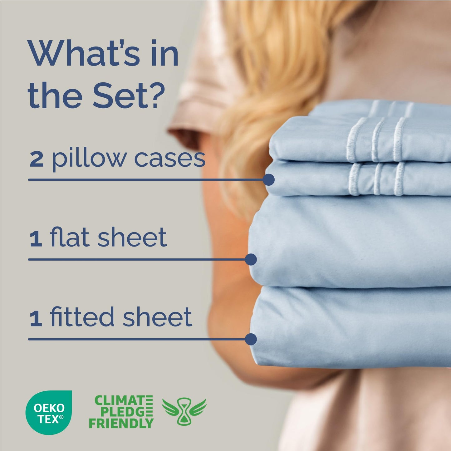 Full Size 4 Piece Sheet Set - Comfy Breathable & Cooling Sheets - Hotel Luxury Bed Sheets for Women & Men - Deep Pockets, Easy-Fit, Extra Soft & Wrinkle Free Sheets - Sky Blue Oeko-Tex Bed Sheet Set