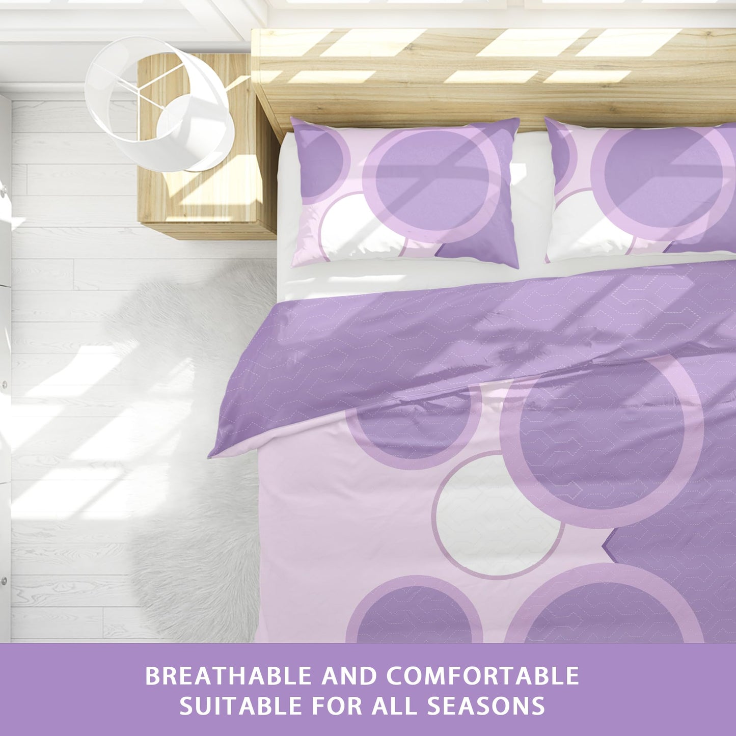 Chic Purple Dots King Light Comforter Set, Luxury 9-Piece Bed in a Bag King Bedspread with Matching Curtains Ultra Soft & Breathable Polka Dot Bedding, All-Season Decor for Master Suite Refresh
