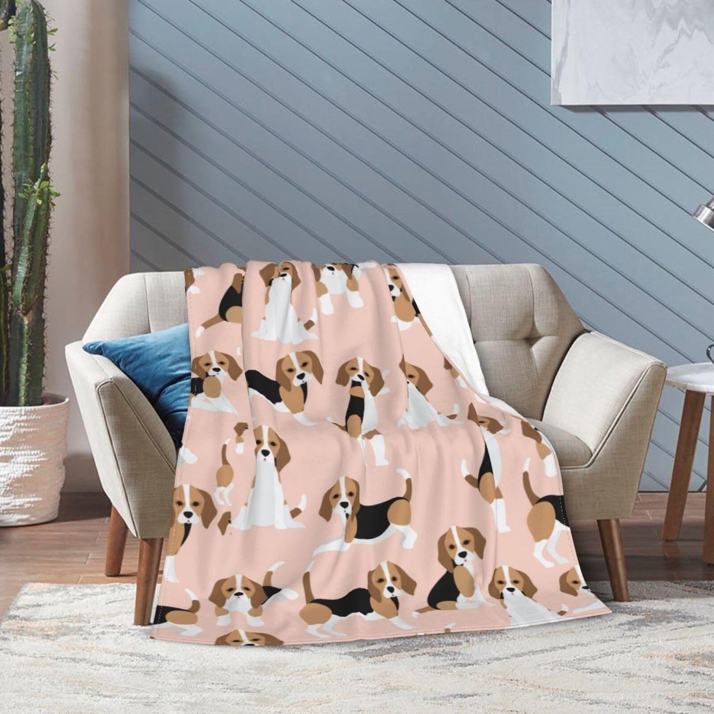 Cute Beagle Dog Blanket Soft Lightweight Throw Blankets Cozy Flannel Bed Throws for Sofa Couch Travel Home Room Bedroom Decor Gifts for Boys Girls Kids Adults 60"x50"