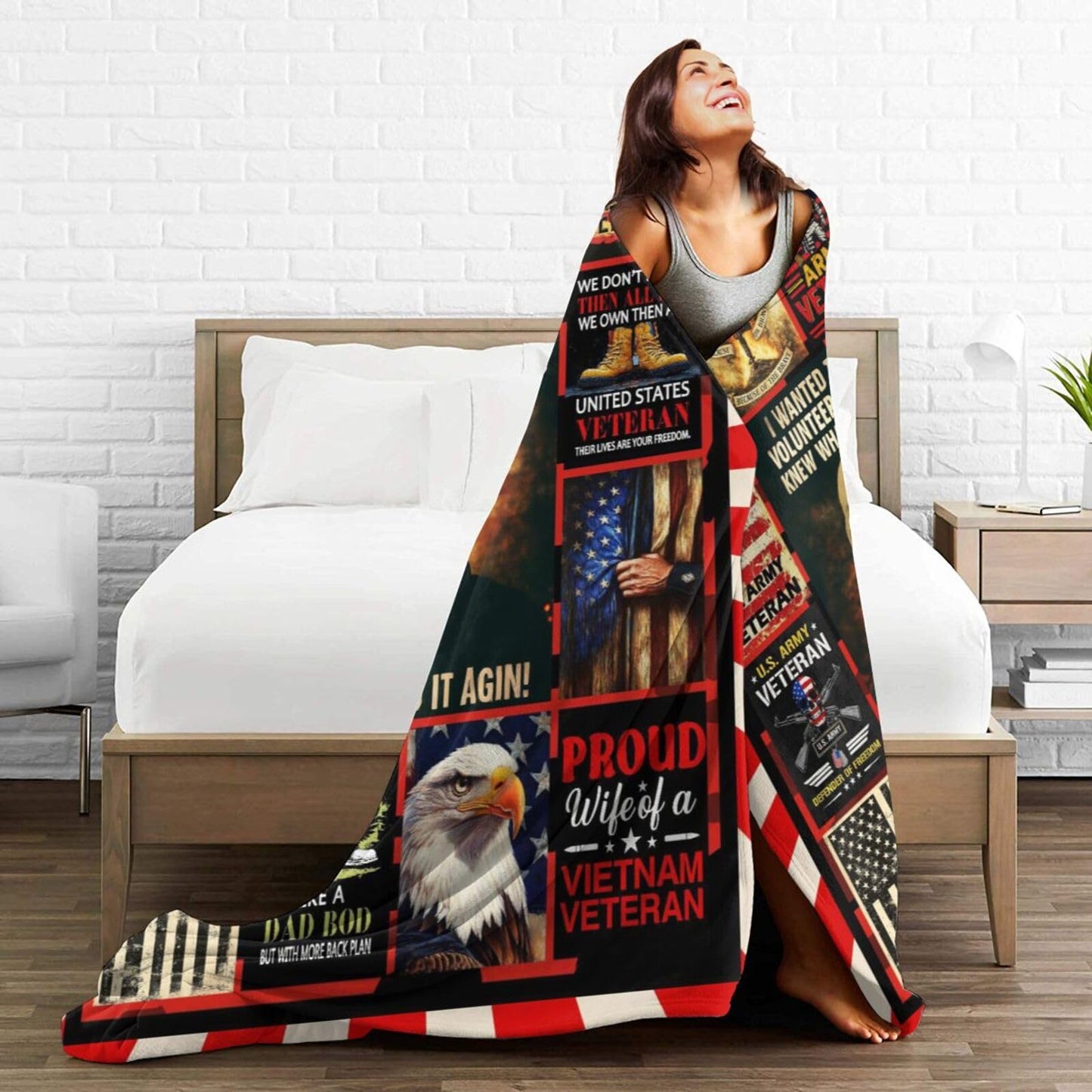 Patriotic Soldier Throw Blanket America Soldier Flannel Blankets American Army Plush Super Soft Cozy Warm Decor Gifts for Boys Girls Kids Adults Men Women 40" x 50"