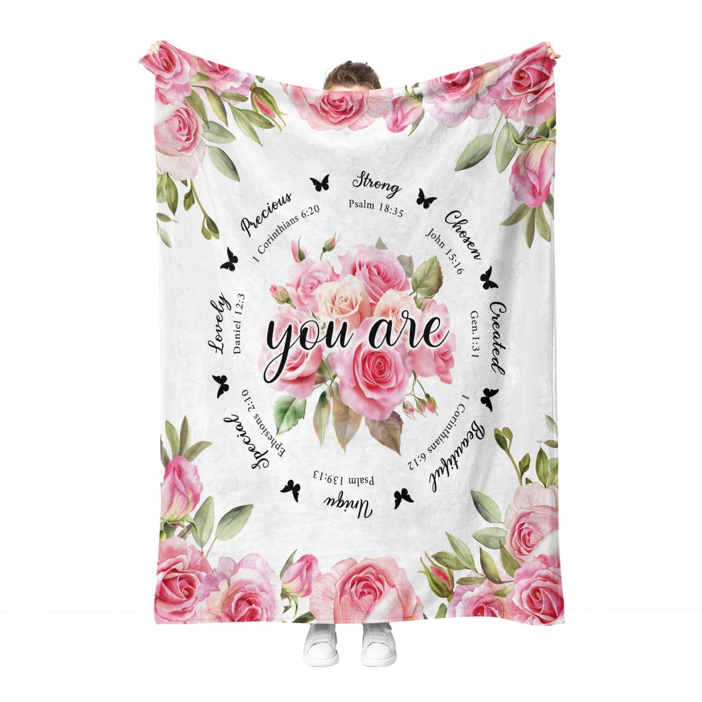 Hohoto Christian Blanket Gifts for Women Girls Mom Wife Female Friends Birthday Christmas Catholic Spiritual Baptism Comformation Inspirational Religious Faith Gift Godmother Sisters Throw 50"x60"