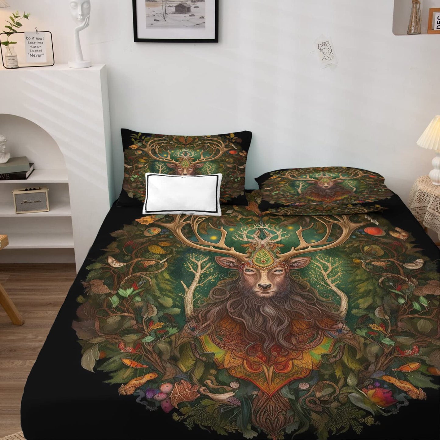zcwl Queen Sheets Set, Deer Bed Sheets - Microfiber Bedding Sheets & Pillowcases 4 Piece, Colorful Animal Patterned Sheet Set, 16 Inch Deep Pocket Fitted Sheet, Silky Soft Wrinkle Free