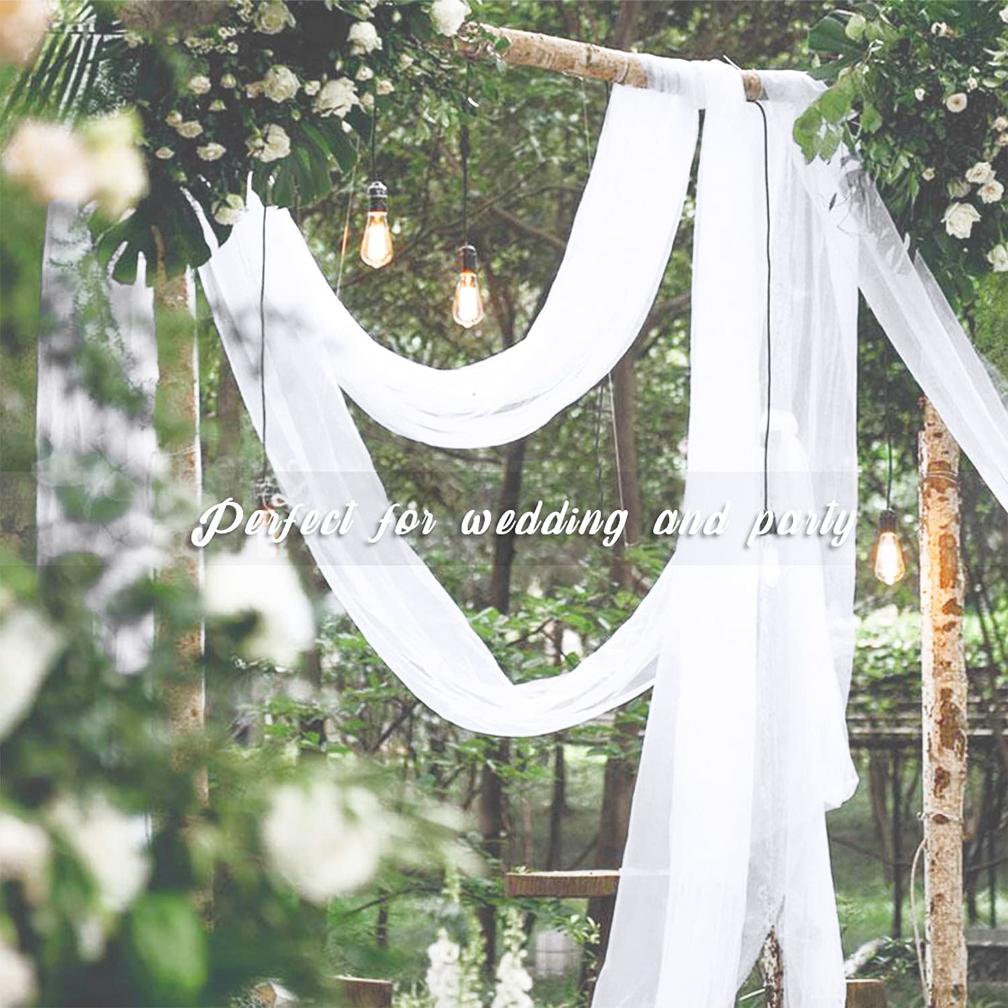 NICETOWN White Sheer Window Scarf 216 inch Extra Long 2 Panels, Soft Voile Textured Bed Canopy Scarf Curtains for Event Designs/Home Decor, 60 inches Wide,