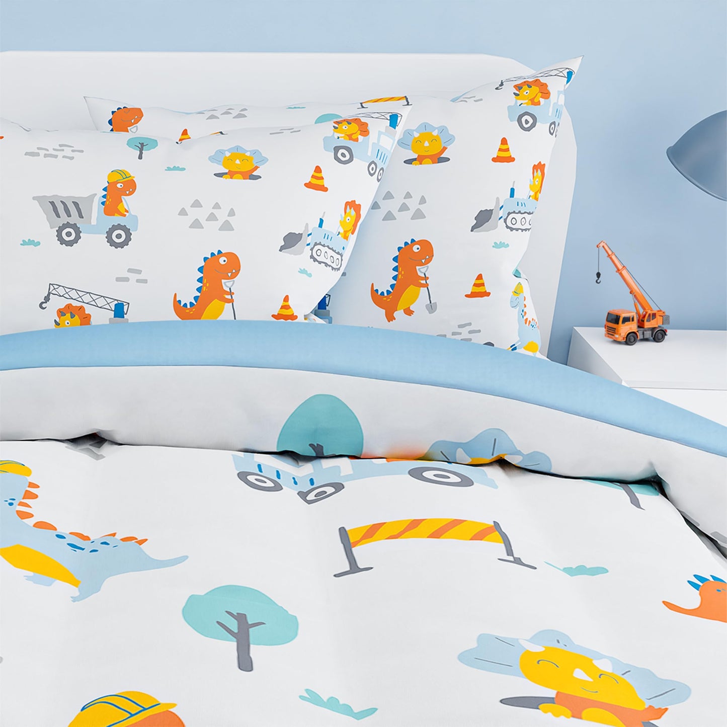 SANDJEST Dinosaur Comforter Set Twin Size 68x86in for Kids Boys, Microfiber 3 Pcs Bedding Set Includes 1 Comforter, 1 Pillowcase, 1 Fitted Sheet, Nursery Room Decor