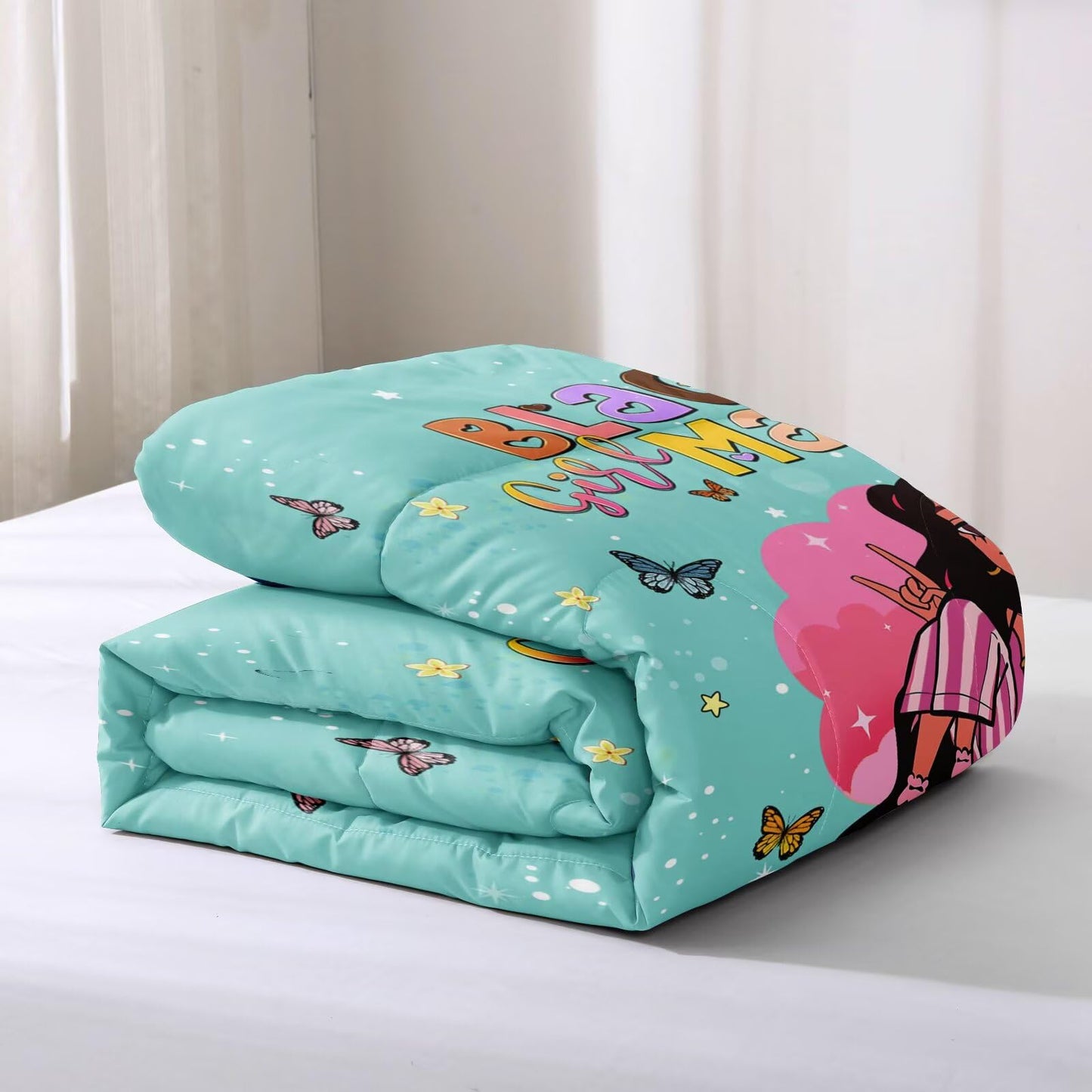 GRAT TIOC Black Girl Comforter Set Twin for Kids Teens,Black Girl Magic Bedding Set,Afro Melanin Bed Bedroom Set