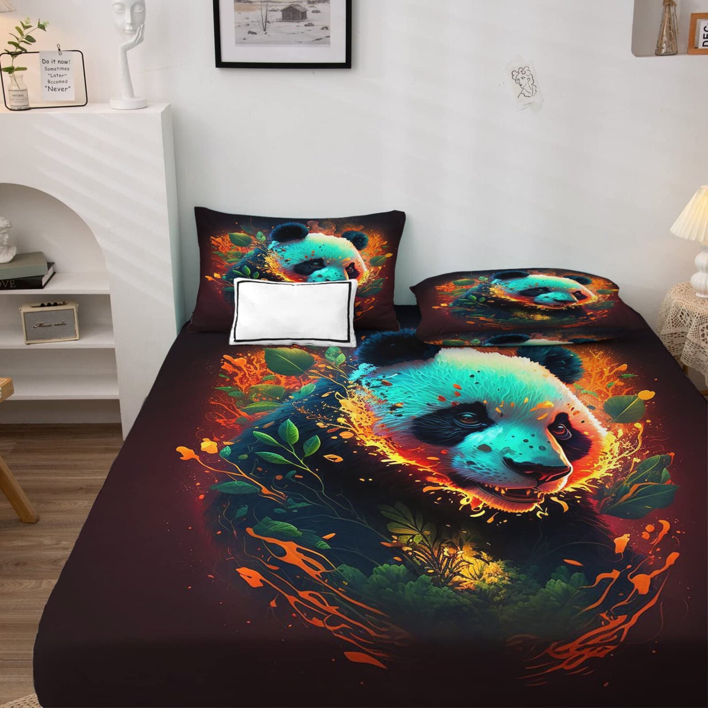 zcwl Queen Sheets Set, Panda Bed Sheets - Microfiber Bedding Sheets & Pillowcases 4 Piece, Animal Patterned Sheet Set, 16 Inch Deep Pocket Fitted Sheet, Silky Soft Wrinkle Free