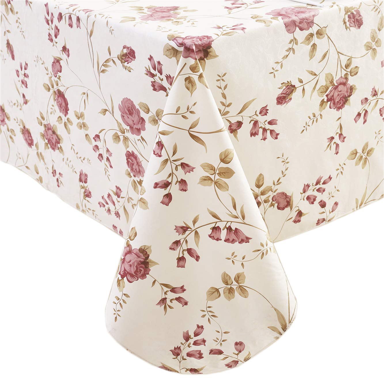 Walrus Heavy Duty Vinyl Tablecloth with Flannel Backing Waterproof Oil-Proof Plastic Table Cloth Stain-Resistant Wipeable Rectangle or Square Table Cover for Indoor and Outdoor (Flowers, 54X54 Inch)