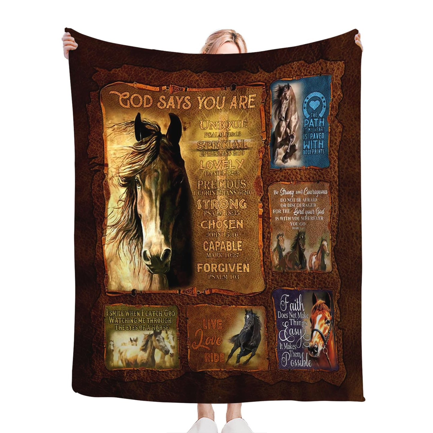 Tijuboni Horse Throw Blanket Christian Religious Gifts for Girls Boys Women Men Kids Adults Soft Flannel Fleece Blanket for Couch Sofa Bed Home Decor 40"x50"