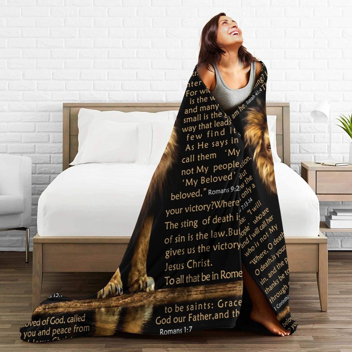 BUUGVIIL Bible Verse Blanket Christian Gifts Lion Prayer Religious Throw Blanket for Men Women Pastor Couch Sofa Bed to Keep Warm 60"x50"