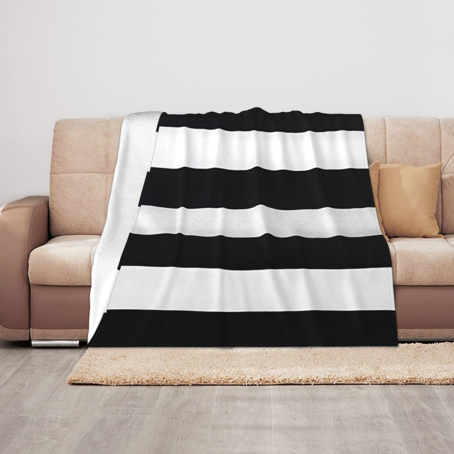 Jfniub Striped Black and White Blanket Throw Bedding Room Decor Flannel Blankets for Bedroom Living Rooms Warm All Season 50"X40"