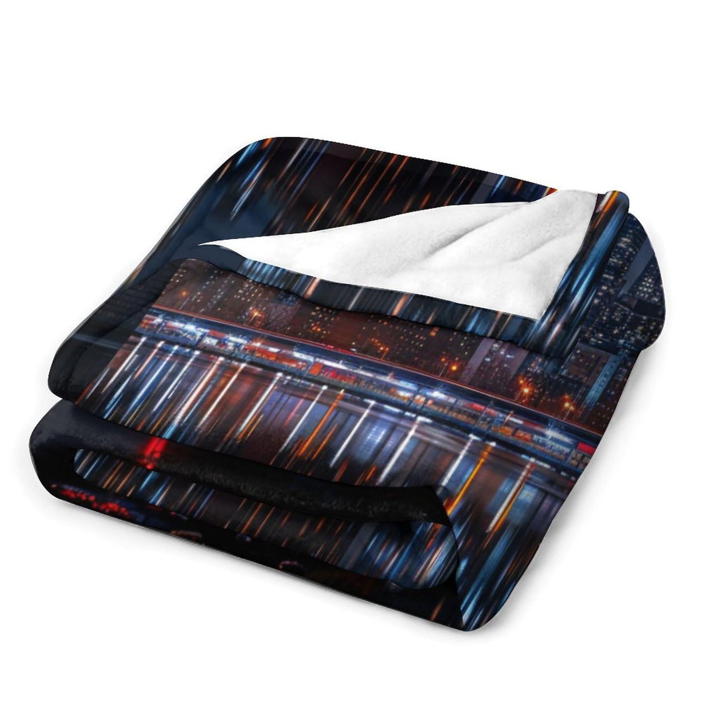 TOWINSFB Fantasy Night Cityscape Flannel Throw Blanket, Soft Lightweight Cozy Warm Neon Light Skyscraper Blanket for Couch Bed Travel- 30"x40"