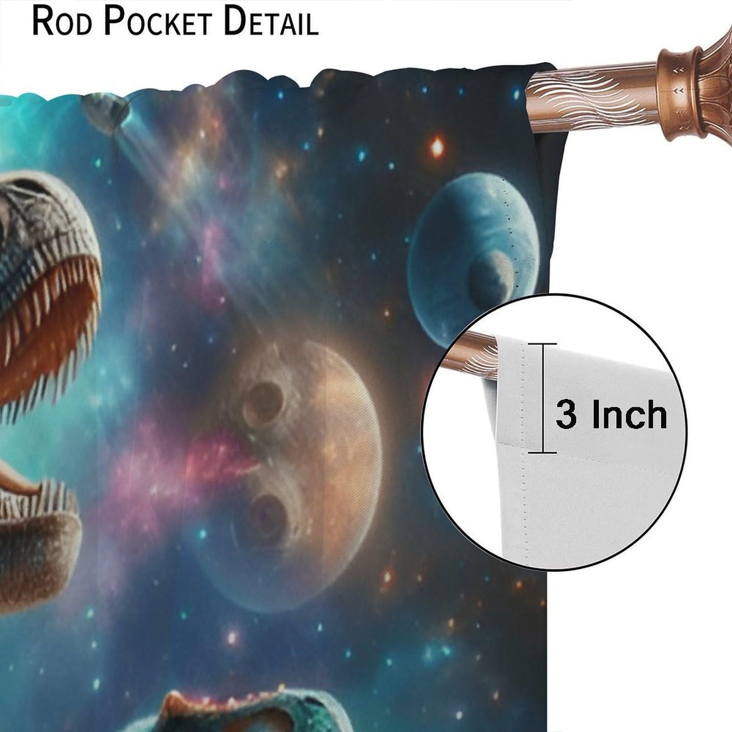 LOMADIA Dinosaur Kids Curtains, Starry Sky Astronaut Blackout Curtain, Star Dino Pattern Window Treatments Drapes for Nursery Boys Girl Bedroom Children Room Decor 21" W x 45" L (Pack of 2)