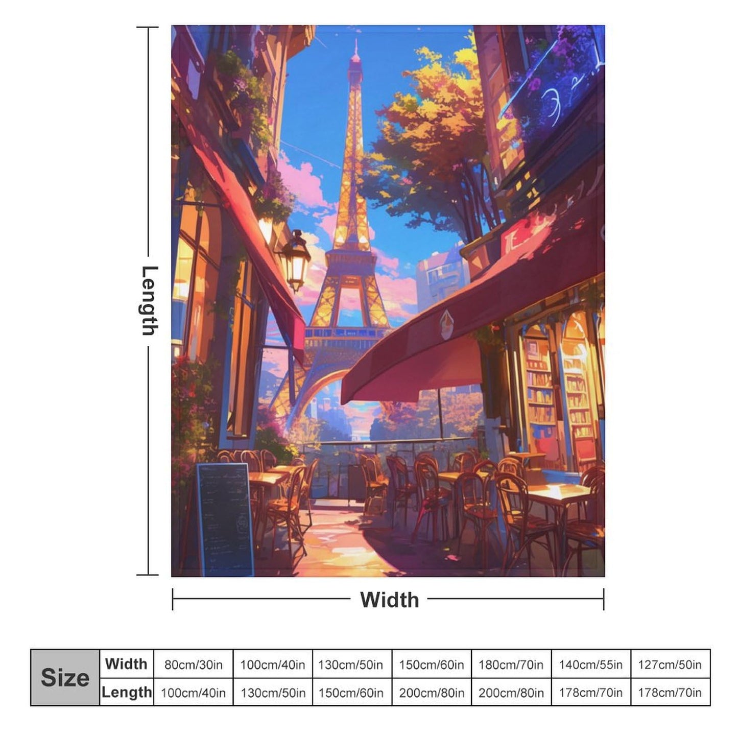 HDESDIS City Architecture Throw Blanket, Soft Cozy Warm Eiffel Tower Building Street Flannel Blankets for Sofa Couch Bed, 50x60 Inch
