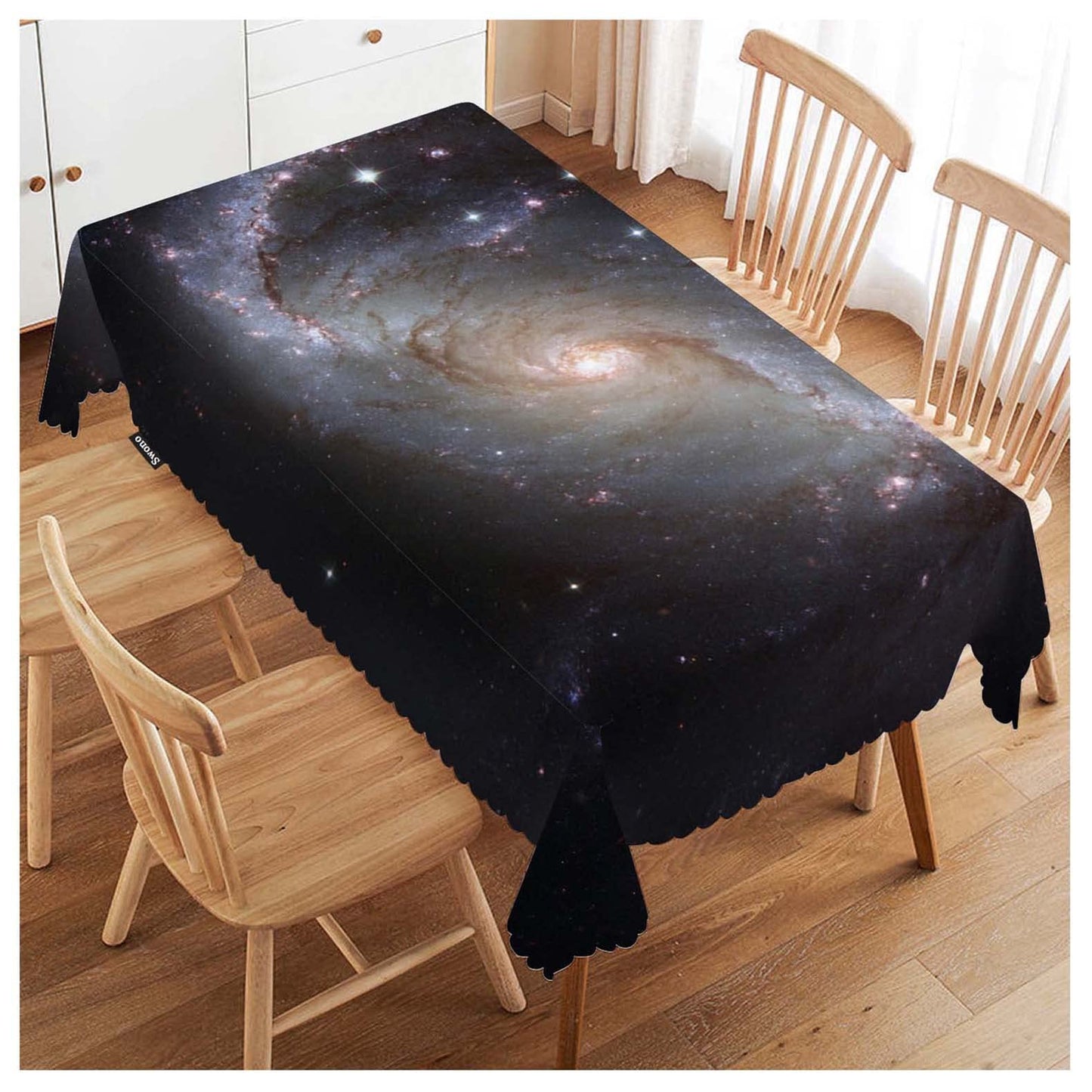 Swono Galaxy Universe Rectangle Tablecloth Spiral Stars Galaxy Space Table Cloth Dining Table Cover for Home Kitchen Restaurant Party Buffet Picnic Wedding, 52x70 Inch