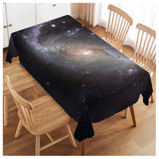 Swono Galaxy Universe Rectangle Tablecloth Spiral Stars Galaxy Space Table Cloth Dining Table Cover for Home Kitchen Restaurant Party Buffet Picnic Wedding, 52x70 Inch