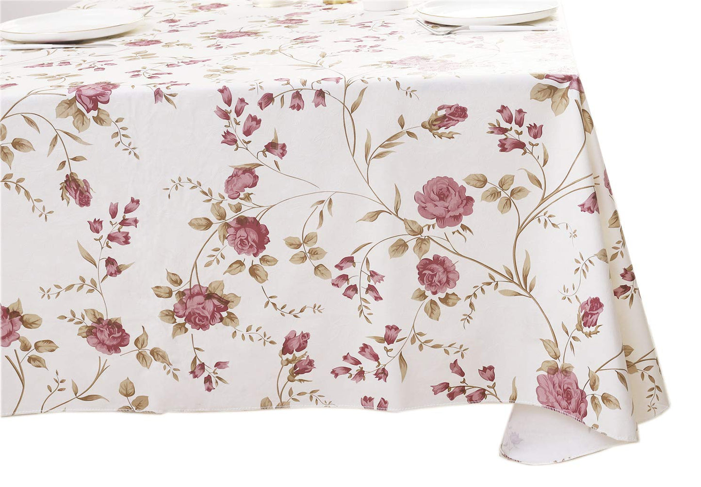 Walrus Heavy Duty Vinyl Tablecloth with Flannel Backing Waterproof Oil-Proof Plastic Table Cloth Stain-Resistant Wipeable Rectangle or Square Table Cover for Indoor and Outdoor (Flowers, 54X54 Inch)